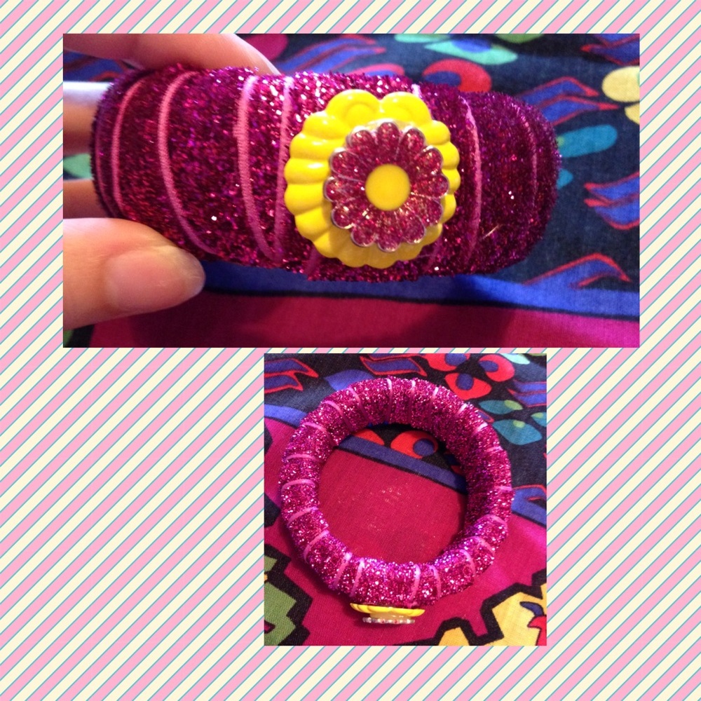 Handmade pink sparkle bangle bracelet